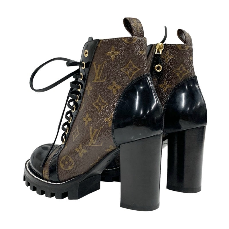 LOUIS VUITTON Star Trail Line Monogram Boots Short Boots Shoes Leather Brown Black Ankle Boots Lace-up