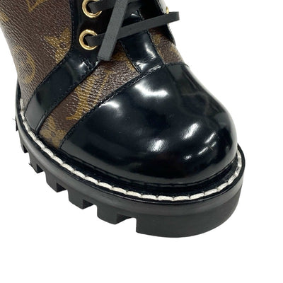 LOUIS VUITTON Star Trail Line Monogram Boots Short Boots Shoes Leather Brown Black Ankle Boots Lace-up