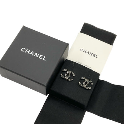 シャネル CHANEL ピアス イヤリング ブラック ココマーク ラインストーン