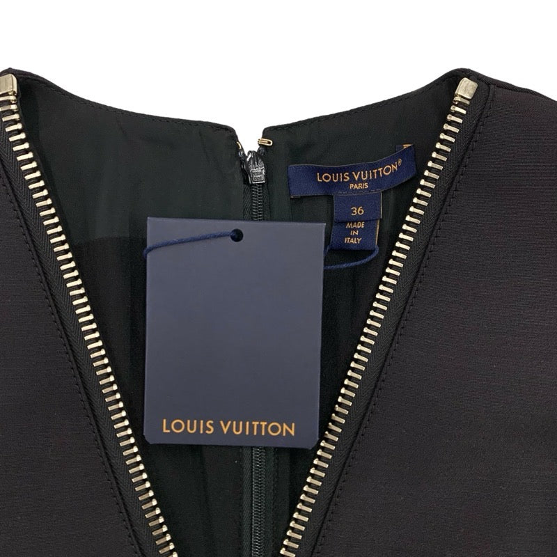 未使用 ルイヴィトン LOUIS VUITTON ジッパーネックラインドレス ワンピース ロゴ ノースリーブ ブラック