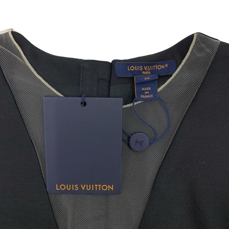 未使用  ルイヴィトン LOUIS VUITTON フィンフラウンスミカドドレス ワンピース ノースリーブ ナイロン ブラック