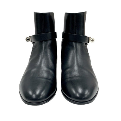 Hermes Neo Boots Short Boots Shoes Leather Black Silver Kelly Metal Fittings