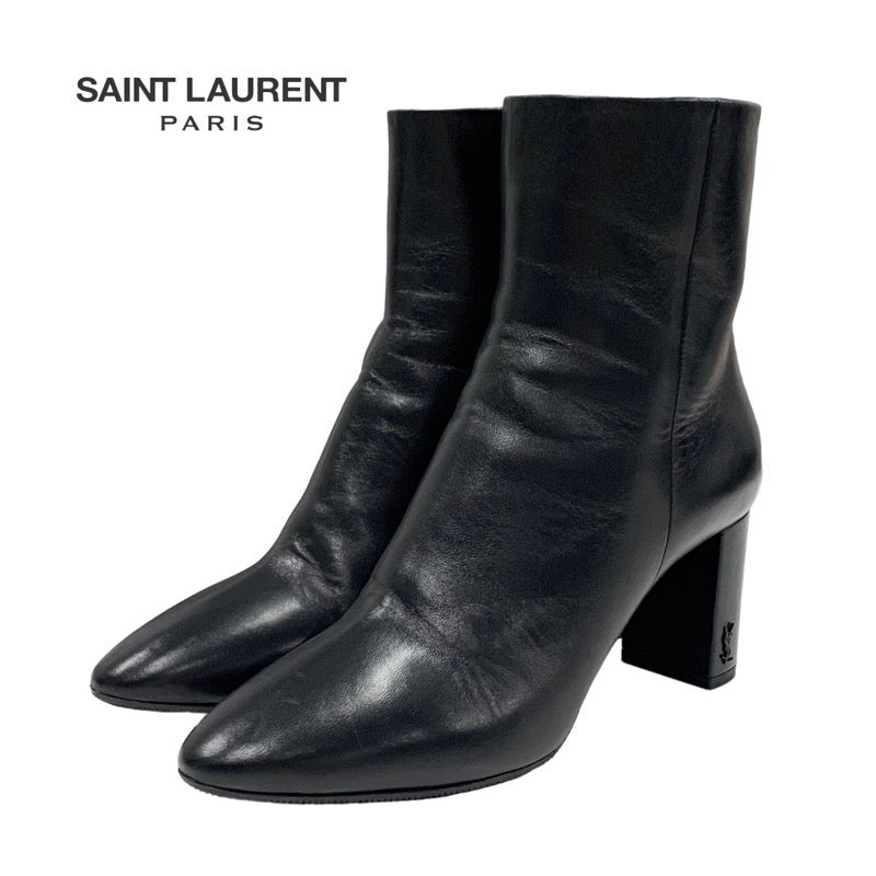 サンローラン SAINT LAURENT ブーツ ショートブーツ 靴 シューズ レザー ブラック 黒 YSLロゴ