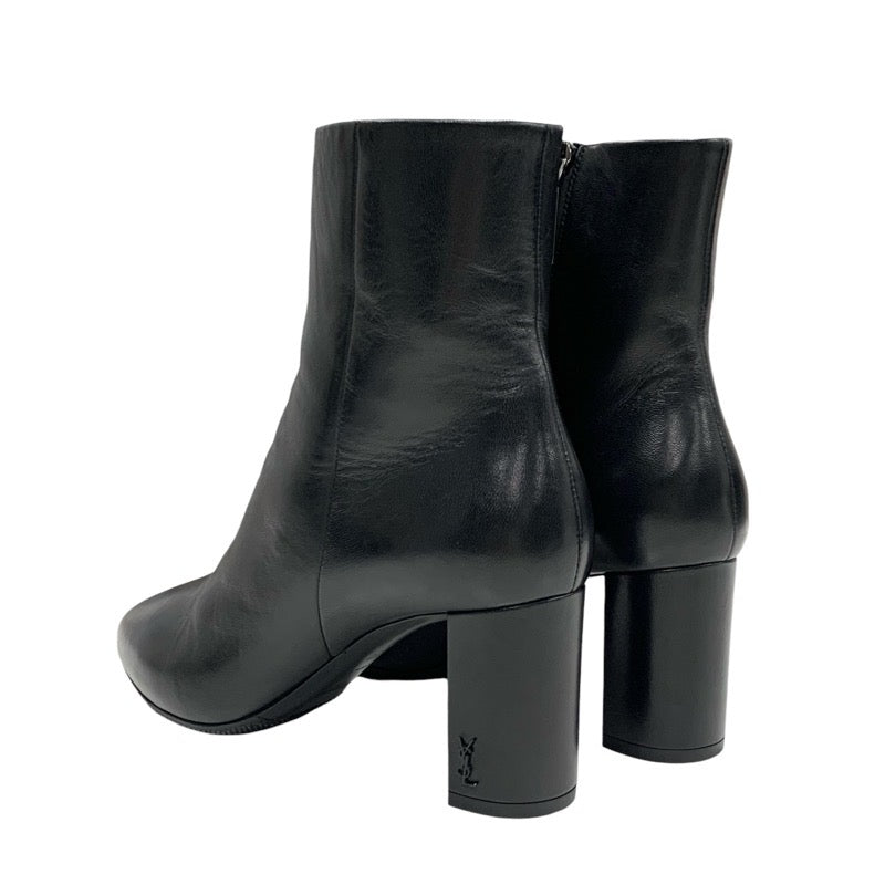 Saint Laurent boots, short boots, shoes, leather, black, YSL logo