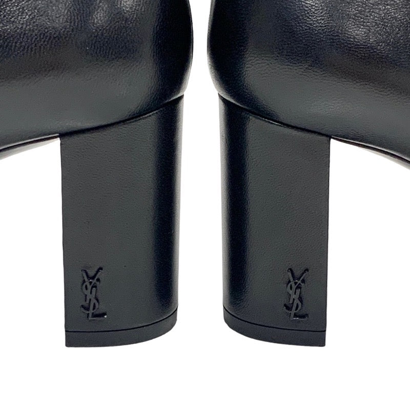 Saint Laurent boots, short boots, shoes, leather, black, YSL logo