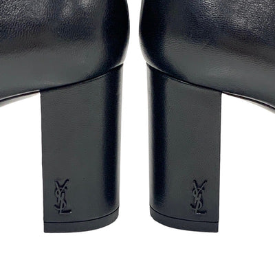 Saint Laurent boots, short boots, shoes, leather, black, YSL logo