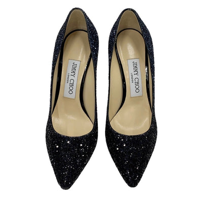 Jimmy Choo JIMMY CHOO Pumps Shoes Glitter Black Blue Gradient Metal Heel Party Shoes