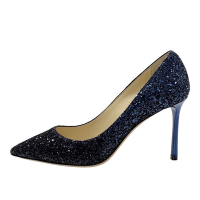 Jimmy Choo JIMMY CHOO Pumps Shoes Glitter Black Blue Gradient Metal Heel Party Shoes