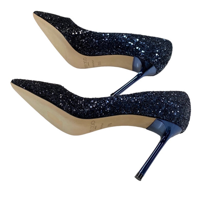 Jimmy Choo JIMMY CHOO Pumps Shoes Glitter Black Blue Gradient Metal Heel Party Shoes