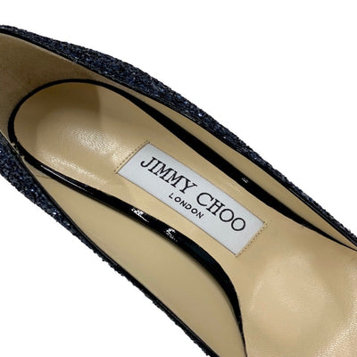 ジミーチュウ JIMMY CHOO パンプス 靴 シューズ グリッター ブラック ブルー グラデーション メタルヒール パーティーシューズ