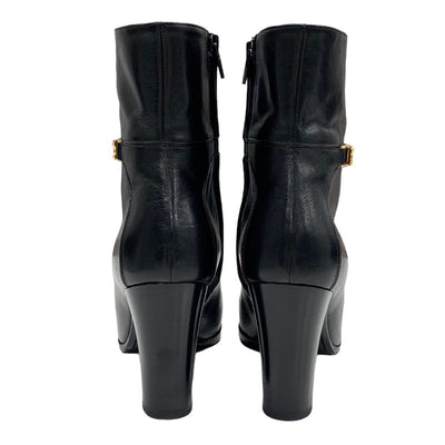 CELINE boots, short boots, shoes, leather, black, gold, triomphe