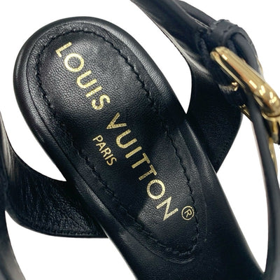ルイヴィトン LOUIS VUITTON スターボードライン モノグラム サンダル 靴 シューズ レザー ファブリック ブラック ベージュ 未使用 エスパドリーユ ウェッジソール 刺繍