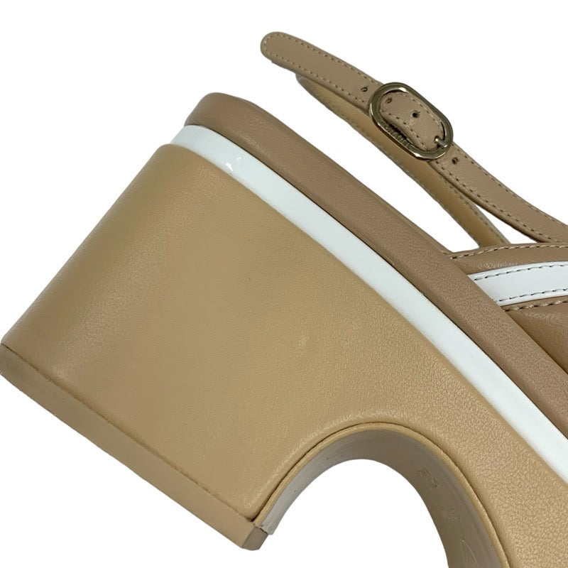 シャネル CHANEL サンダル 靴 シューズ レザー ベージュ ホワイト ココ