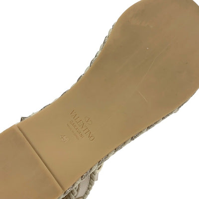 ヴァレンティノ VALENTINO サンダル 靴 シューズ レザー ベージュ ゴールド ロックスタッズ ウェッジソール プラットフォーム