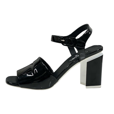 Chanel CHANEL sandals shoes patent black white coco mark