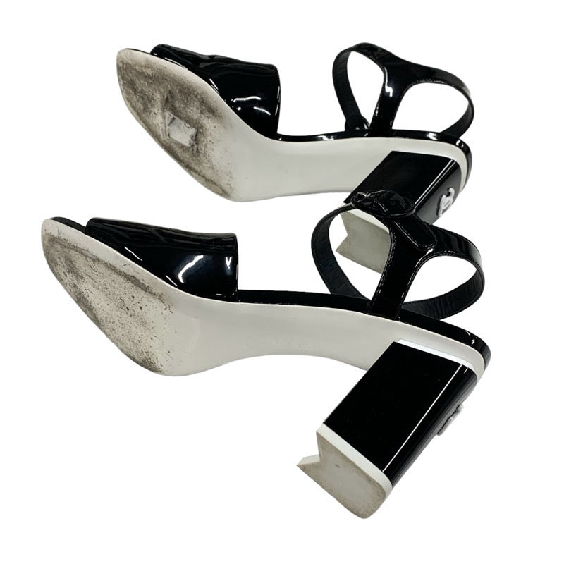 Chanel CHANEL sandals shoes patent black white coco mark