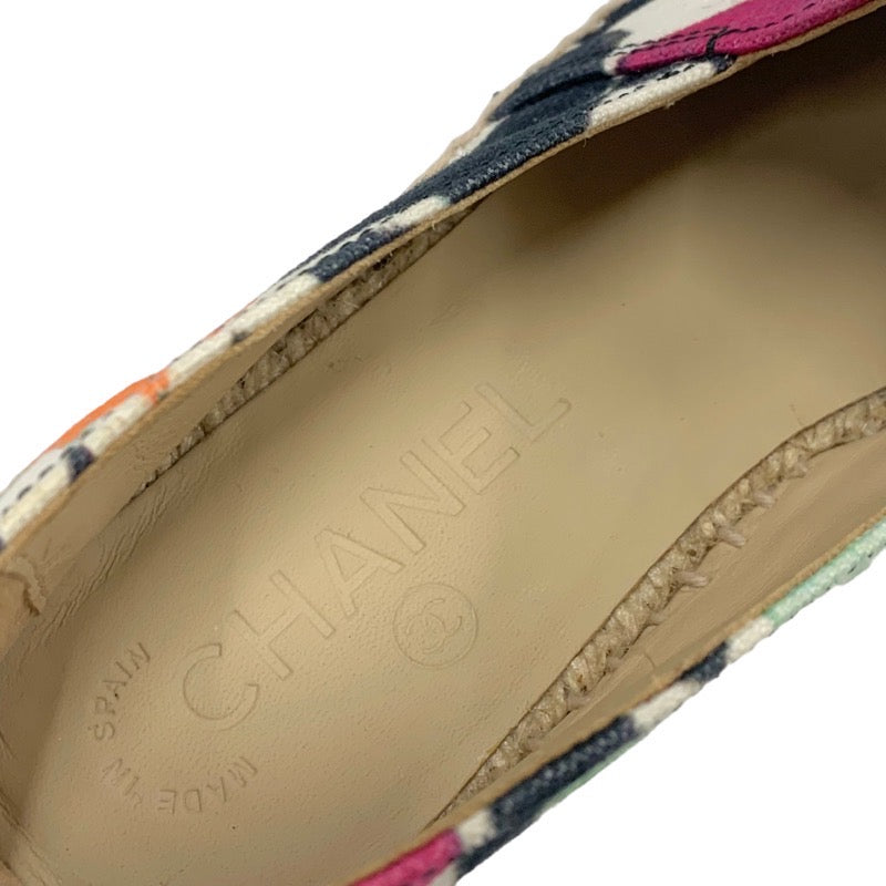 シャネル CHANEL フラットシューズ 靴 シューズ キャンバス マルチカラー ココマーク エスパドリーユ
