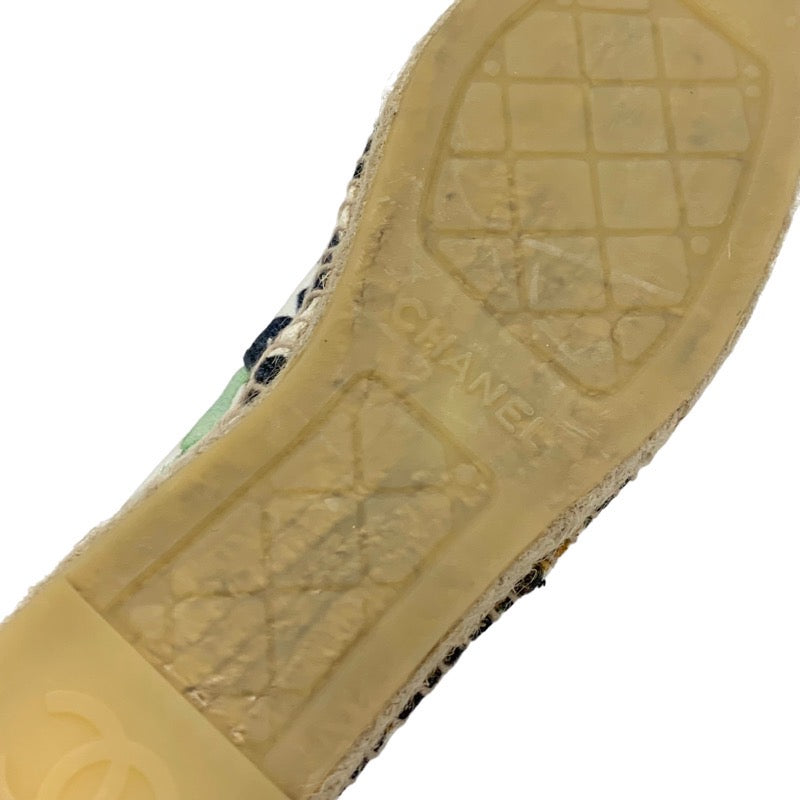 シャネル CHANEL フラットシューズ 靴 シューズ キャンバス マルチカラー ココマーク エスパドリーユ