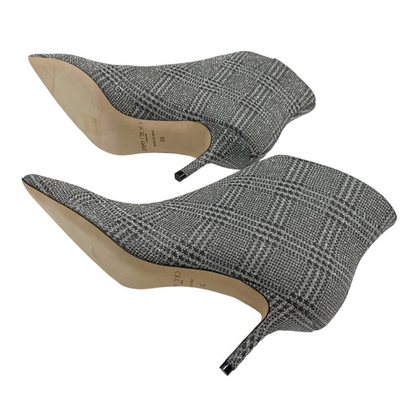 ジミーチュウ JIMMY CHOO ブーツ ショートブーツ 靴 シューズ レザー シルバー グレー グリッター チェック – MYCLOSET