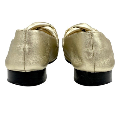 シャネル CHANEL ローファー 革靴 靴 シューズ レザー ゴールド フラットシューズ ココマーク チェーン