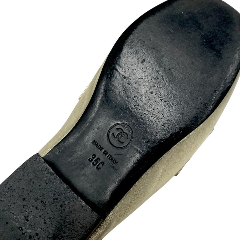 シャネル CHANEL ローファー 革靴 靴 シューズ レザー ゴールド フラットシューズ ココマーク チェーン