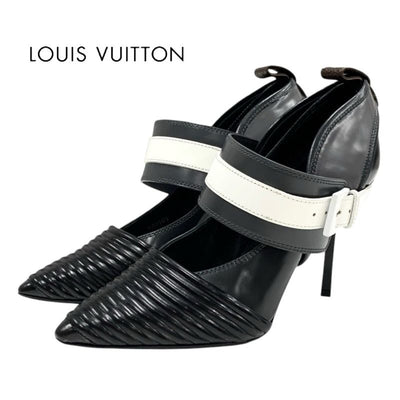 ルイヴィトン LOUIS VUITTON パンプス 靴 シューズ レザー ブラック ホワイト グレー 黒 モノグラム ロゴ ガラスレザー