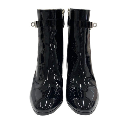 Hermes HERMES Saint-Germain Boots Short Boots Shoes Patent Black Silver Kelly Metal Fittings