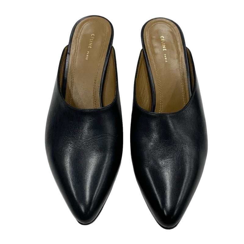 セリーヌ CELINE パンプス 靴 シューズ レザー ブラック 黒 シルバー ミュール サンダル バンバン メタルヒール