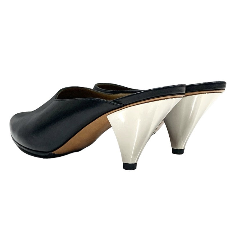 セリーヌ CELINE パンプス 靴 シューズ レザー ブラック 黒 シルバー ミュール サンダル バンバン メタルヒール