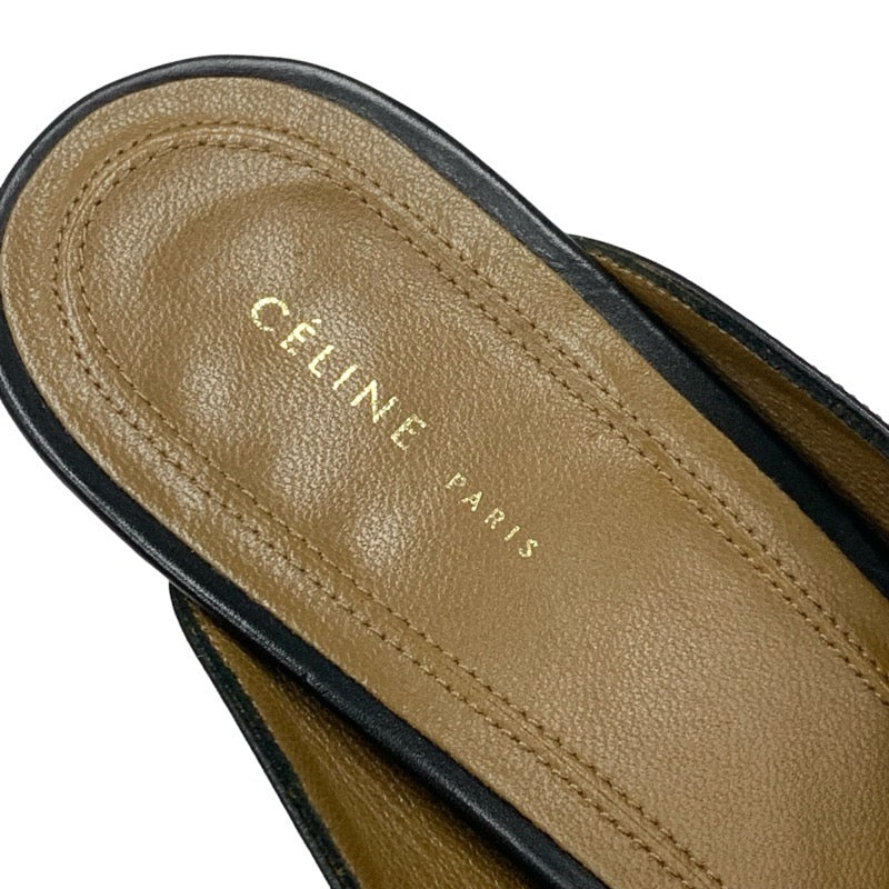 セリーヌ CELINE パンプス 靴 シューズ レザー ブラック 黒 シルバー ミュール サンダル バンバン メタルヒール