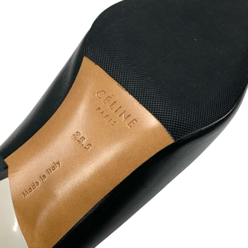 セリーヌ CELINE パンプス 靴 シューズ レザー ブラック 黒 シルバー ミュール サンダル バンバン メタルヒール