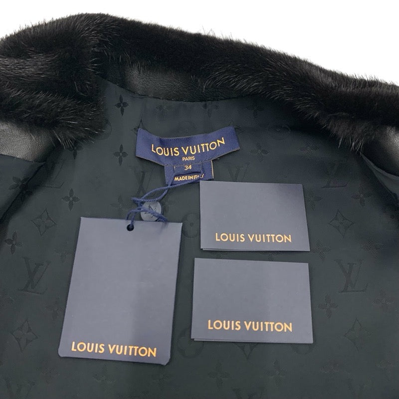 未使用 ルイヴィトン LOUIS VUITTON アウター ファーベスト モノグラムフラワー ブラック