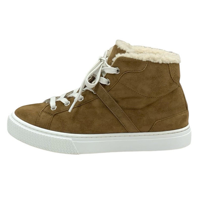 Hermes Daydream sneakers, shoes, suede, sheepskin, brown, silver, high-cut sneakers, Kelly hardware