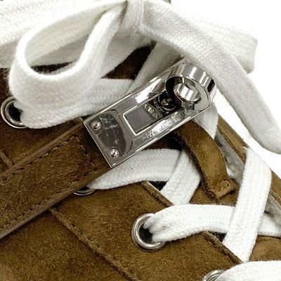 Hermes Daydream sneakers, shoes, suede, sheepskin, brown, silver, high-cut sneakers, Kelly hardware