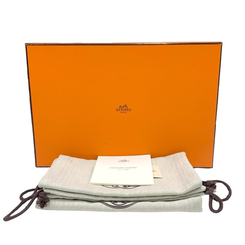 エルメス HERMES グルーピー フラットシューズ 靴 シューズ キャンバス レザー ブラック系 未使用 ミュール スリッパサンダル H金具