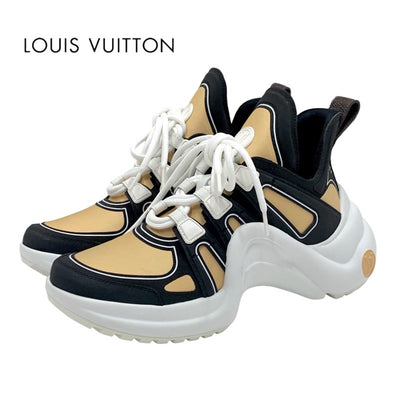 ルイヴィトン LOUIS VUITTON アークライトライン スニーカー 靴 シューズ ファブリック ベージュ ブラック LVロゴ