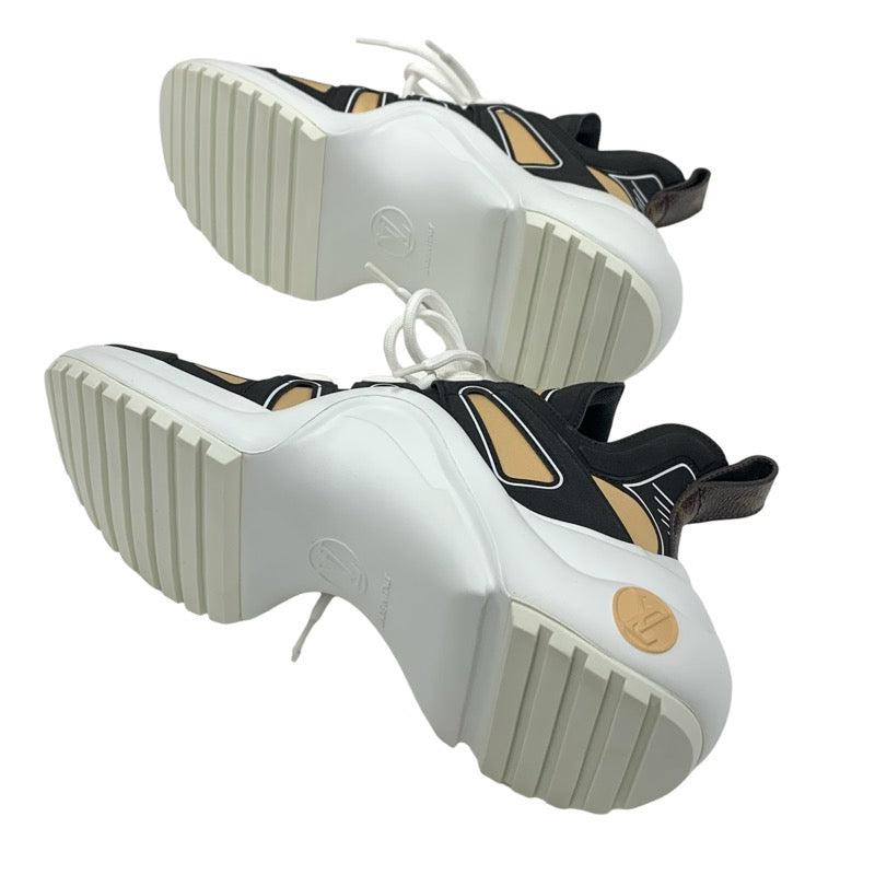 ルイヴィトン LOUIS VUITTON アークライトライン スニーカー 靴 シューズ ファブリック ベージュ ブラック LVロゴ