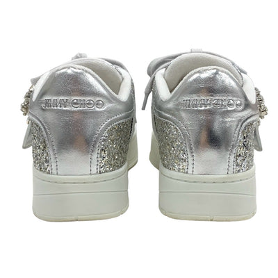 ジミーチュウ JIMMY CHOO OSAKA LACE UP スニーカー 靴 シューズ グリッター レザー シルバー ビジュー ベルト
