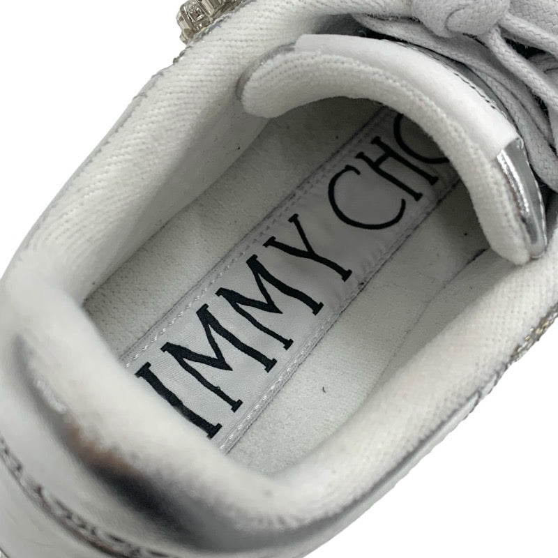 ジミーチュウ JIMMY CHOO OSAKA LACE UP スニーカー 靴 シューズ グリッター レザー シルバー ビジュー ベルト