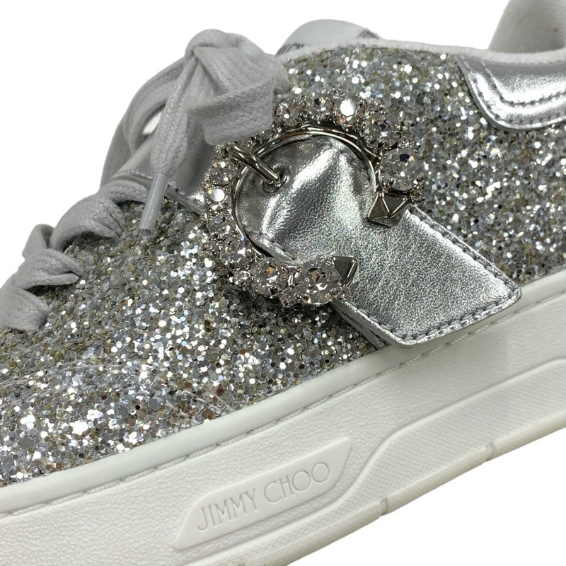 ジミーチュウ JIMMY CHOO OSAKA LACE UP スニーカー 靴 シューズ グリッター レザー シルバー ビジュー ベルト
