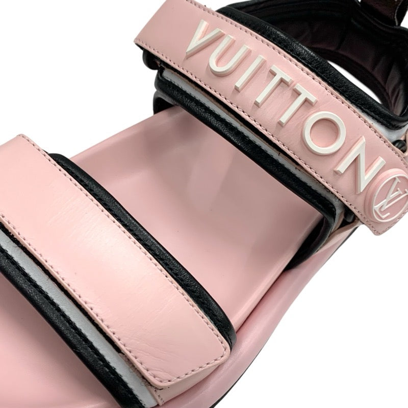 ルイヴィトン LOUIS VUITTON プールピローライン サンダル 靴 シューズ レザー ピンク ブラック ホワイト ロゴ スポーツサンダル