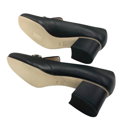 グッチ GUCCI パンプス 靴 シューズ レザー ブラック 黒 未使用 ヒールローファー ホースビット