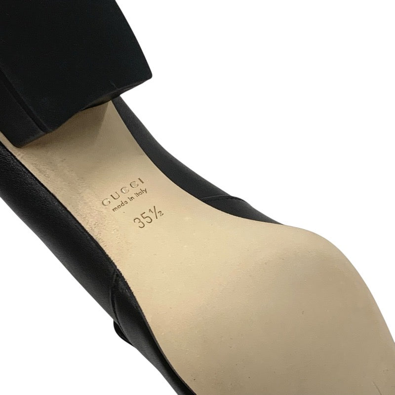 グッチ GUCCI パンプス 靴 シューズ レザー ブラック 黒 未使用 ヒールローファー ホースビット