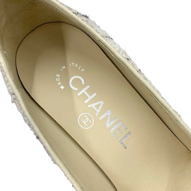 Chanel CHANEL pumps shoes tweed fabric ivory pink black Coco mark