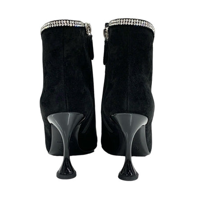 Chanel CHANEL boots, short boots, shoes, suede fabric, black, rhinestone star