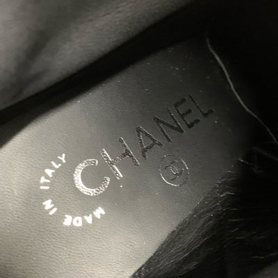 シャネル CHANEL ブーツ ショートブーツ 靴 シューズ スエード ファブリック ブラック 黒 ラインストーン スター