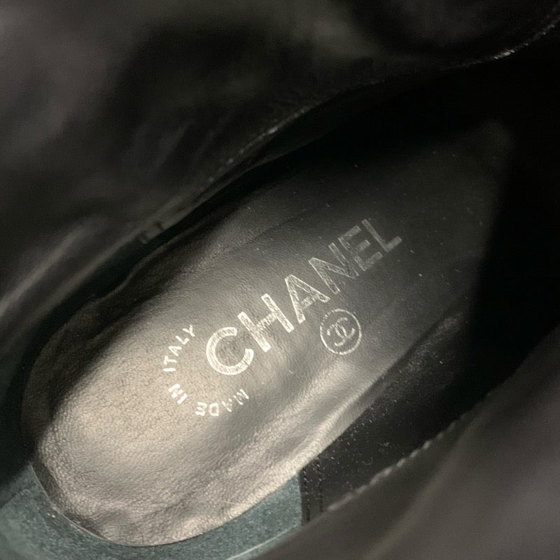 Chanel CHANEL boots, short boots, shoes, patent leather, black, silver, coco mark, matelasse