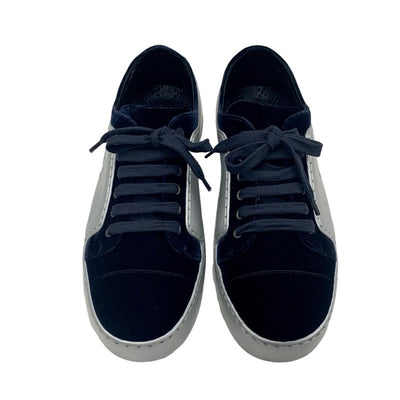 シャネル CHANEL スニーカー 靴 シューズ ベロア レザー シルバー ネイビー ココマーク