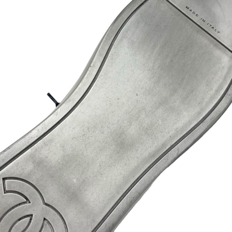 シャネル CHANEL スニーカー 靴 シューズ ベロア レザー シルバー ネイビー ココマーク