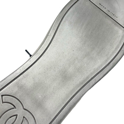 シャネル CHANEL スニーカー 靴 シューズ ベロア レザー シルバー ネイビー ココマーク